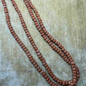 Handmade Gooseberry trade beads Java Indonesia orange white striped 2 strands